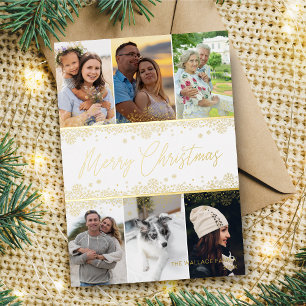 Carte De Vœux En Aluminium Flocons de Noël Fantaisie Moderne Collage 6 Photos
