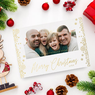 Carte De Vœux En Aluminium Flocons de Noël Fantaisie Moderne Minimaliste Phot