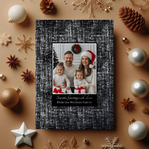 Carte De Vœux En Aluminium Foil Christmas Card Modèle Photo Rustique Texture