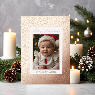 Carte De Vœux En Aluminium Foil Custom Baby First Christmas Card Holiday Luxe