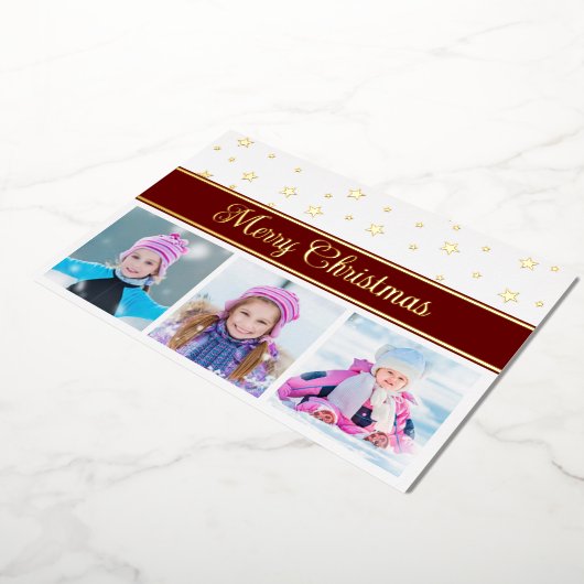 Carte De Vœux En Aluminium Foil Joyeux Noël Photos et étoiles (Rotation)