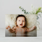 Carte De Vœux En Aluminium Foil Script Name 2 Photos Faire-part de naissance (Debout devant)