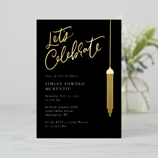 Carte De Vœux En Aluminium Foil Tassel Grad Party Graduation fiche d'invitati (Debout devant)