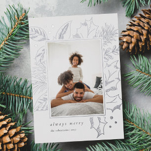 Carte De Vœux En Aluminium Foliage vintage Argent photo vertical