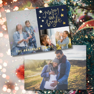 Carte De Vœux En Aluminium Folie métallique personnalisée Merry and Bright Na