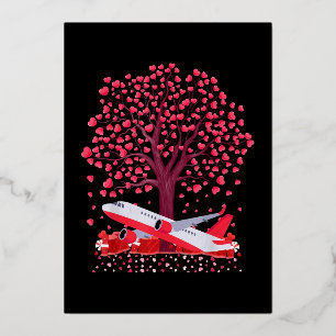 Carte De Vœux En Aluminium Forme de coeur de l'avion