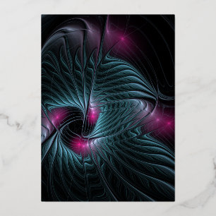 Carte De Vœux En Aluminium Fractale Fantastique Colorée Abstraite
