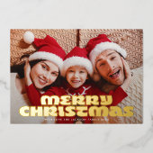 Carte De Vœux En Aluminium FUN & Bold Modern Gold Photo JERY Noël (Recto)