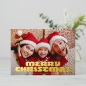 Carte De Vœux En Aluminium FUN & Bold Modern Gold Photo JERY Noël (Debout devant)