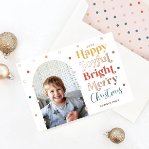 Carte De Vœux En Aluminium Fun Confetti moderne Happy Joyful Bright Photo Arc