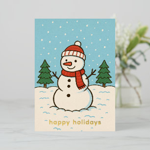 Carte De Vœux En Aluminium Fun Snowman mignon Noël