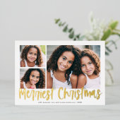 Carte De Vœux En Aluminium Funky Modern Merriest Christmas Script 3 Photo (Debout devant)