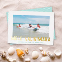 Funky Retro Type Hawaïen Photo de Noël Aqua