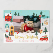 Carte De Vœux En Aluminium Funny Meowy Chat Noël Snowy Winter Scene Photo (Recto)