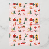 Carte De Vœux En Aluminium Funny Meowy Peeking Chat Village d'hiver (Verso)