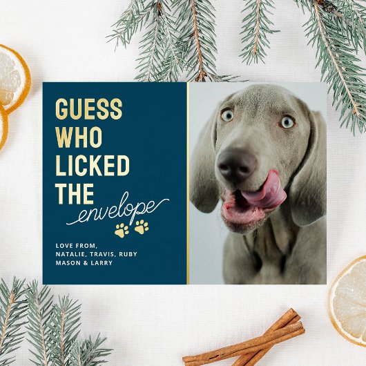 Carte De Vœux En Aluminium Funny Pet Photo Licked Envelopes Christmas