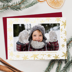 Carte De Vœux En Aluminium Galets de neige dorés Photo Gold