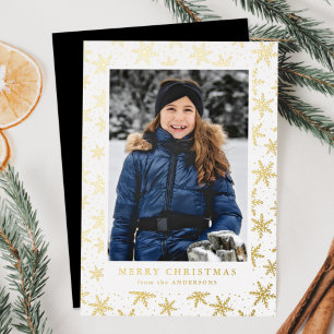 Carte De Vœux En Aluminium Galets de neige dorés Photo Gold