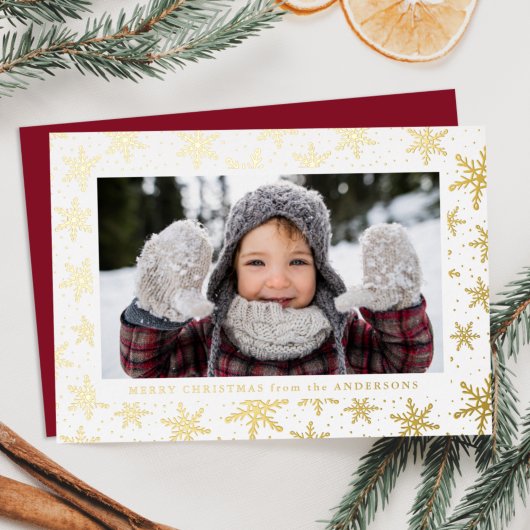 Carte De Vœux En Aluminium Galets de neige dorés Photo Gold