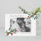 Carte De Vœux En Aluminium Gloire à Dieu Berries vertes & Script Photo Gold (Debout devant)