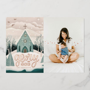 Carte De Vœux En Aluminium Gloire à Dieu   Photo d'or de Noël religieux