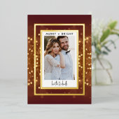 Carte De Vœux En Aluminium Gold Bokeh et Parties scintillant 1 Photo Real (Debout devant)
