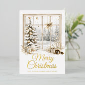 Carte De Vœux En Aluminium Gold Christmas Window Foil Holiday Card (Debout devant)