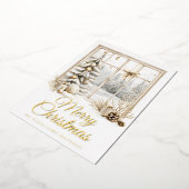 Carte De Vœux En Aluminium Gold Christmas Window Foil Holiday Card (Rotation)