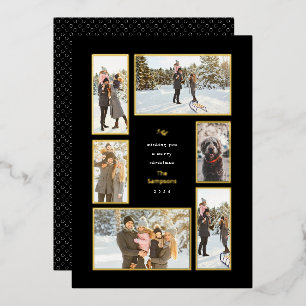 Carte De Vœux En Aluminium Gold encadré 6 Galerie de photos Noël Foil Holiday