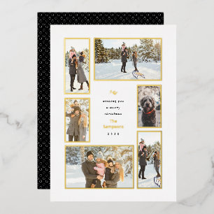 Carte De Vœux En Aluminium Gold encadré 6 Galerie de photos Noël Foil Holiday