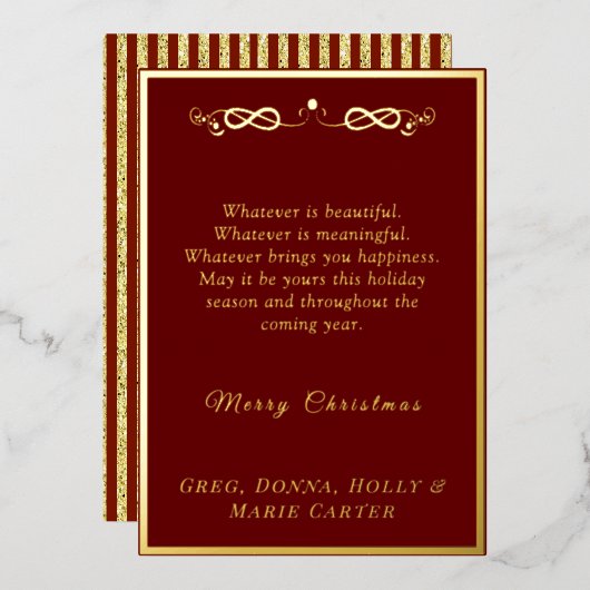 Carte De Vœux En Aluminium Gold Foil Joyeux Noël (Recto/Verso)