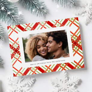Carte De Vœux En Aluminium Gold Line Insets Plaid Christmas encadré photo