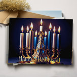 Carte De Vœux En Aluminium Gold Menorah Happy<br><div class="desc">Goldl Menorah Bonne Hanoukka</div>