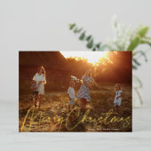 Carte De Vœux En Aluminium Gold Merry Christmas Full Bleed 1 Photo (Debout devant)