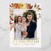 Carte De Vœux En Aluminium Golden Automne Fière Florale Photo Famille (Recto)