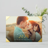 Carte De Vœux En Aluminium Golden Photo Overlay Bonne année (Debout devant)