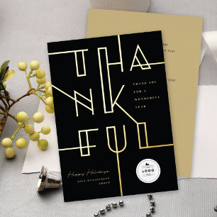 Carte De Vœux En Aluminium Golden Thankful Lines Stylé Typographie Affaires