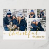 Carte De Vœux En Aluminium Grâces Script 4 Photo Christmas Gold (Recto)