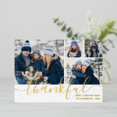 Carte De Vœux En Aluminium Grâces Script 4 Photo Christmas Gold (Debout devant)