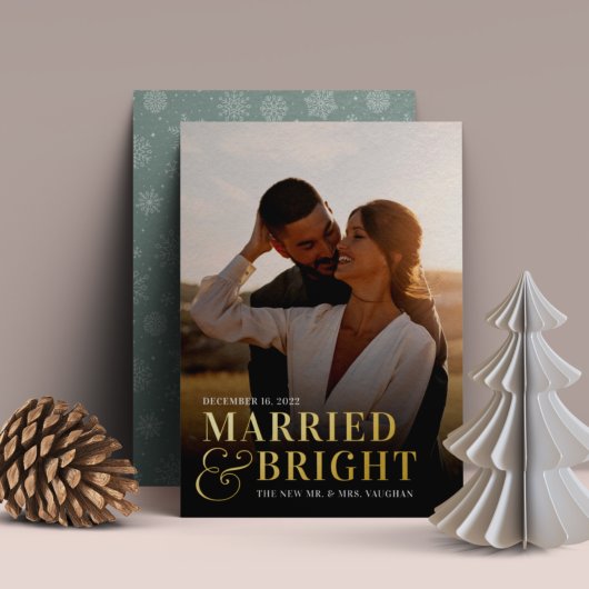 Carte De Vœux En Aluminium Gras marié et brillant Mariage photo nouvellement