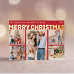 Carte De Vœux En Aluminium Gras moderne rouge cinq photos Joyeux or de Noël<br><div class="desc">Envoyez des voeux chaleureux cette saison de vacances avec cette carte de vacances en feuille d'or de Noël joyeux et moderne, unique et audacieuse. Son design simple et minimaliste présente des éléments d'inspiration boho en feuille d'or. Célébrant l'esprit festif de décembre, ce design apporte une touche joyeuse et amusante à...</div>