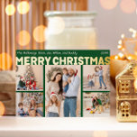 Carte De Vœux En Aluminium Gras Vert Vert Cinq Photo Joyeux Or de Noël<br><div class="desc">Envoyez des voeux chaleureux cette saison de vacances avec cette carte de vacances vert 5-photo vert et mignon, moderne et audacieuse Joyeux Noël en feuille d'or. Son design simple et minimaliste présente des éléments d'inspiration boho en feuille d'or. Célébrant l'esprit festif de décembre, ce design apporte une touche joyeuse et...</div>