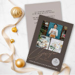 Carte De Vœux En Aluminium Grateful Handwrite Script 3 Photo Élégant<br><div class="desc">Élégant Script Grateful, 3 Collage Multiphoto moderne Carte de vacances d'affaires / Carte de vacances d'entreprise. Une entreprise simple et contemporaine ou une entreprise d'action de grâces / carte photo de vacances avec design avant et arrière. Personnalisez-le avec votre propre logo. L'accueil, le texte et l'arrière - plan peuvent être...</div>