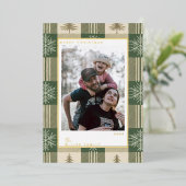 Carte De Vœux En Aluminium Green Christmas Plaid (Debout devant)
