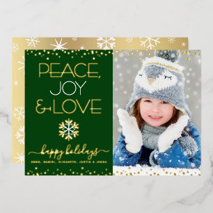 Carte De Vœux En Aluminium Green Peace Jove Love Photo Snowflakes Real Gold