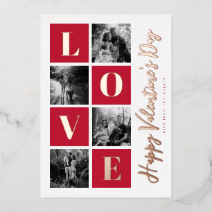 Carte De Vœux En Aluminium Grille de photos de la Saint-Valentin en rouge AMO