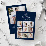 Carte De Vœux En Aluminium Grille photo de famille simple et élégante | Argen<br><div class="desc">Cette carte de vacances simple et minimaliste en feuille d'argent comprend un élégant collage de neuf photos à l'avant et une photo supplémentaire à l'arrière, pour un total de dix de vos photos de famille préférées. La calligraphie argentée classique ainsi que le texte moderne pour votre nom de famille sur...</div>