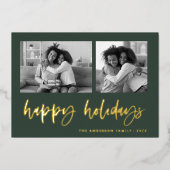 Carte De Vœux En Aluminium Grille photo décontracté Script Deux | Joyeuses fê (Recto)