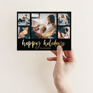 Carte De Vœux En Aluminium Grille photo multiscript décontracté Joyeuses fê