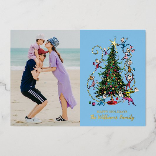 Carte De Vœux En Aluminium Grinch classique | Noël Arbre photo (Recto)